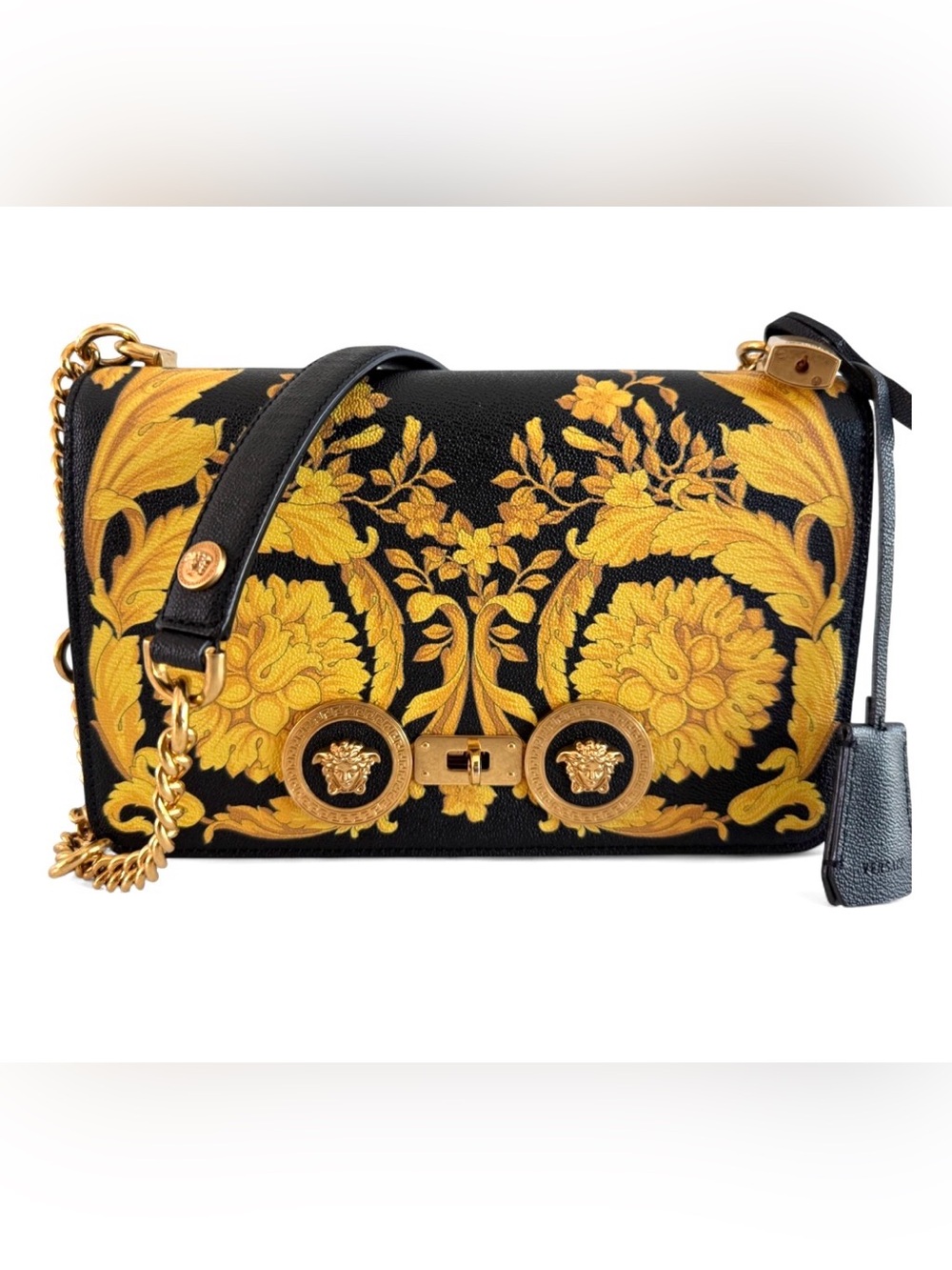 Versace Barocco Print Shoulder in Calf Leather. Excellent Condition